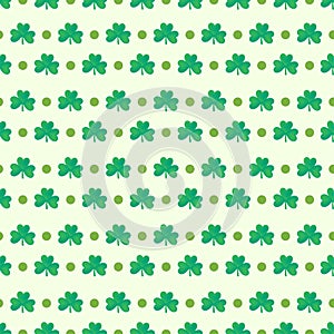 Ireland symbol pattern Illustration of St. Patrick`s Day Clover seamless pattern.lucky spring design with shamrock