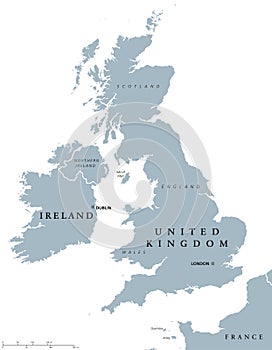 Ireland and United Kingdom political map