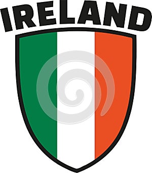 Ireland word with irish flag emblem