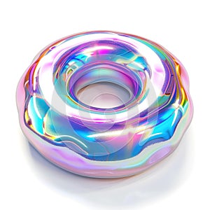 Iridescent Abstract Doughnut Shape with Vibrant Holographic Colors