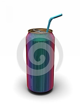 Iridescent can of soda