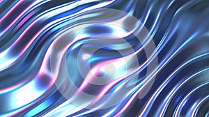 Iridescent chrome wavy gradient fabric abstract background, ultraviolet holographic foil texture, liquid surface, ripples, photo