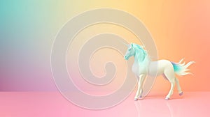 Iridescent colors banner with a unicorn, copyspace. Generative AI