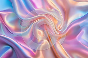 Iridescent fabric background. Pearl fabric, bright multi-colored fabric. The image is generated with the use of an AI.