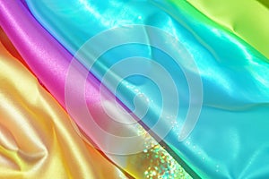 Iridescent fabric background. Shiny mother of pearl fabric, bright multi-colored fabric