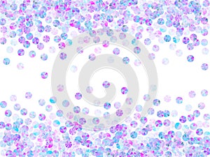 Iridescent foil confetti scatter vector composition. Chic twinkling sequin particles holiday decor flatlay.