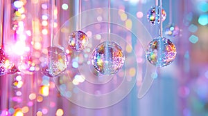 Iridescent glass orbs in soft pastel hues