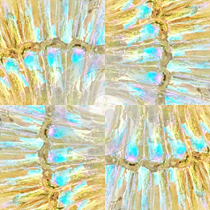 Iridescent glass pattern in bright yellow