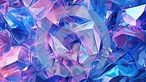 Iridescent Glass Shards Reflecting Neon Pink and Blue Hues.