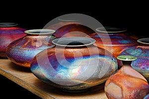 Iridescent glazed handmade pottery