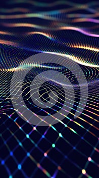 Iridescent Grid Wave Abstract Art