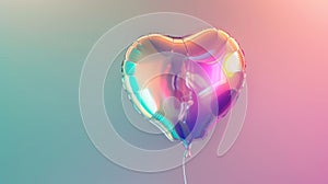 Iridescent heart-shaped balloon with soft lighting