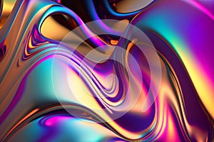 Iridescent holographic colorful undulatory liquid fluid abstract background. Ai generative