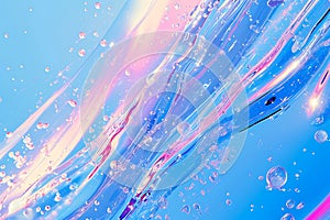 Iridescent Hues and Bubbles in Abstract Liquid Art