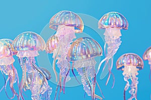 Iridescent jellyfish blue backdrop