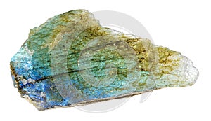 iridescent labradorite mineral isolated on white