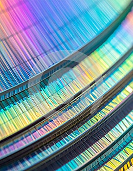 Iridescent Light Spectrum on Stacked Discs