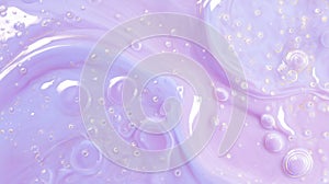 Iridescent liquid surface with bubbles. AI image