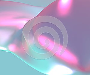 Iridescent luminous colors abstract shape 3D render.