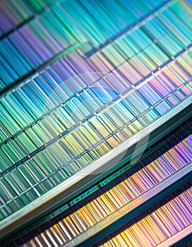 Iridescent Microchip Wafer Surface