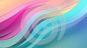 Iridescent pastel colors waves background, banner, poster. Generative AI