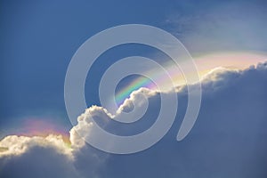 Iridescent pileus cloud, rainbow clouds