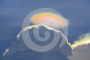 Iridescent pileus cloud, rainbow clouds