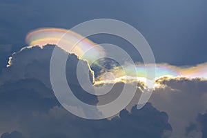 Iridescent pileus cloud, rainbow clouds