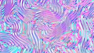 Iridescent reflective distorted background with ripples. Futuristic modern design. 3D rendering.