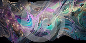 Iridescent swirls morphing abstract fluid art