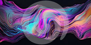 Iridescent swirls morphing abstract fluid art