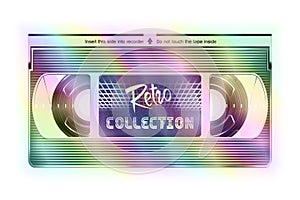 Iridescent Video Recorder Tape. Retro Collection Video Cassette