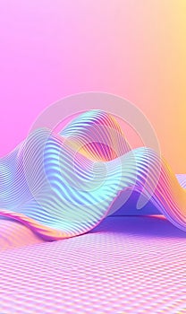 Iridescent Wavy Landscape with Gradient Background