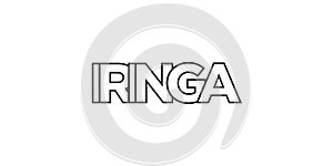Iringa in the Tanzania emblem. The design features a geometric style, vector illustration with bold typography in a modern font.
