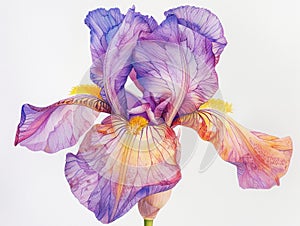 Iris colorful flower watercolor isolated on white background