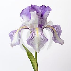 Minimal Retouching: Purple And White Iris On White Background photo