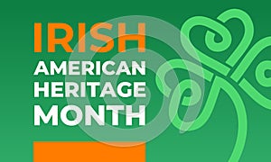 Irish-American Heritage Month vector illustration, colors Ireland flag. Abstract trend design for banner, poster, card and social photo