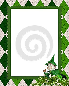 Irish argyle frame with leprechaun