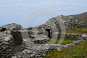 Irish Beehive Huts in a Village