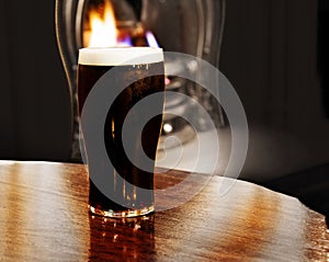 Irish black beer shot inside a Dublin pub photo