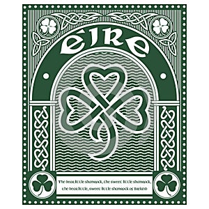 Irish Celtic design in vintage, retro style, and Celtic-style clover, illustration on the theme of St. Patricks day