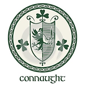 Irish Celtic design in vintage, retro style. Irish design with coat of arms of the province of Connacht