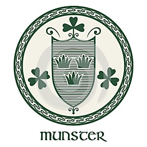 Irish Celtic design in vintage, retro style. Irish design with coat of arms of the province of Munster