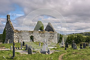 Irish cemetery with dilapidated church, County Kerry, Ireland