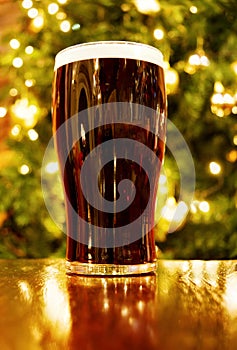 Irish Christmas with pint of black beer photo