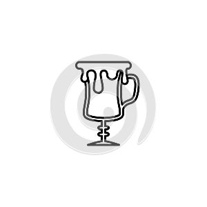 irish coffee glass icon with overfilled with water on white background. simple, line, silhouette and clean style