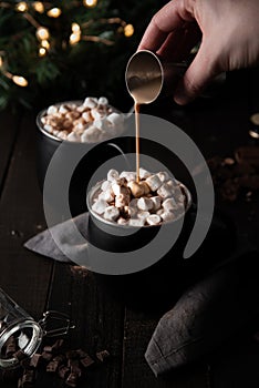 Irish Cream Liquour Hot Chocolate with Christmas setting
