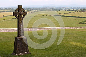 Irish Cross in Front of Fields