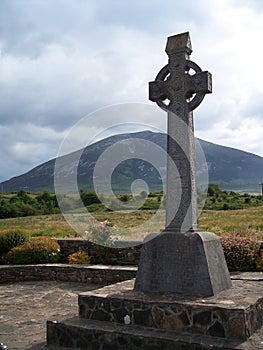 Irish Cross with Mountain photo