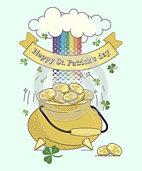 Irish cultural holiday St. Patrick`s Day.Vector illustration, vertical poster in flat style.